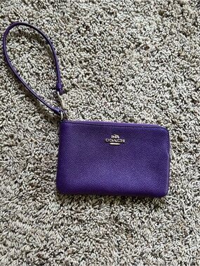 Coach Purple Pebbled Leather Wristlet